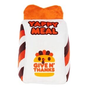 Bark Box Yappy Meal Fast Food Thanksgiving Gobble Gobble Plush Squeaky Toy M-L